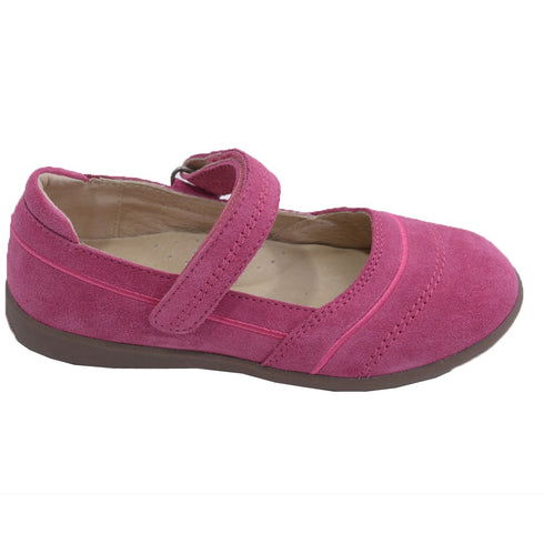 L'Amour Little Girls Fuchsia Sporty Nubuck Leather Mary Jane Shoes 5-10 Toddler - SophiasStyle.com